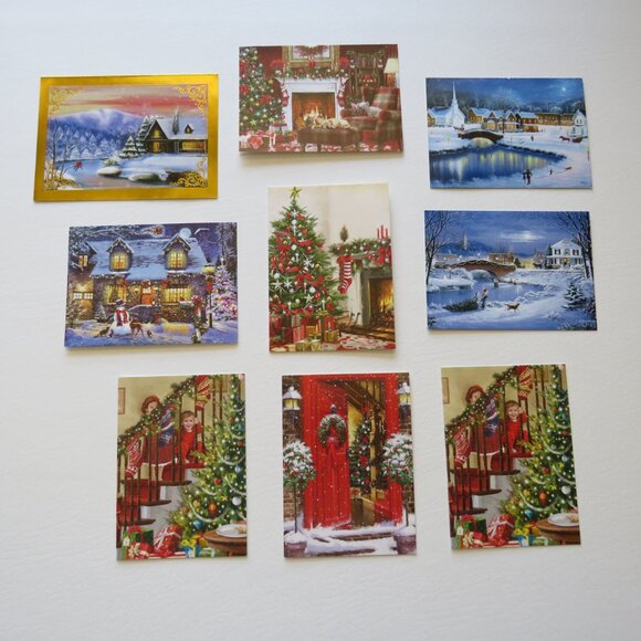 Happy Holidays Merry Christmas Assorted Greeting Cards With Envelopes Set 34 - Picture 2 of 6